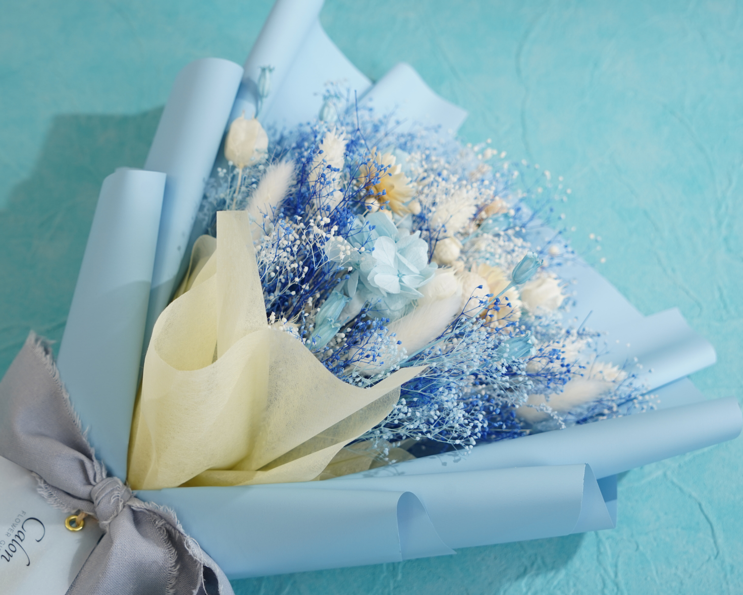 Calonのドライフラワー花束ブルー